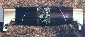 Birdseye serpentine with ebony hardwood on hidden tang knife handle