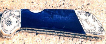 Sodalite on a lock back folding knife with nickel silver fittings