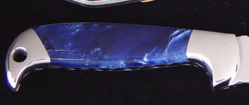 Sodalite on a presentation full tang knife handle with stainless steel bolsters