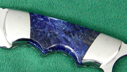 Sodalite gemstone on full tang kerambit custom handmade knife by Jay Fisher
