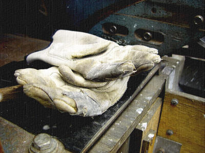 Gloves on grinder