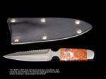"The Kid" Tactical Dagger, Stainless Steel Blade and Fittings, Rio Grande Agate Gemstone Handle, Kydex, Aluminum Sheath