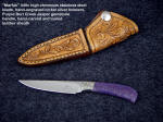"Marfak" Purple Burl Creek Jasper, Stainless Steel Blade, Hand-Tooled leather Sheath