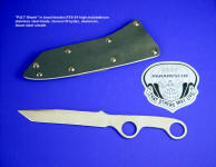 USAF Pararescue "PJLT Shank" in 440C bead blasted stainless tool steel blade, tension fit sheath of kydex, aluminum, and blued steel