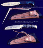 "Mariner" and "Daysailor" Sailors Knives in stainless steel, sharkskin, gemstone and stainless marlinspikes