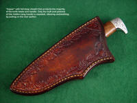 "Aspen" hidden tang knife with deep, full, layered sheath protecting most of the knife handle