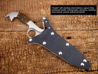 "Azophi" tactical combat knife with locking waterproof kydex, aluminum, nickel plated steel, stainless steel sheath