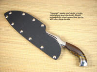 "Saussure" fine handmade chef's knife in kydex slip sheath for storage or carry protection