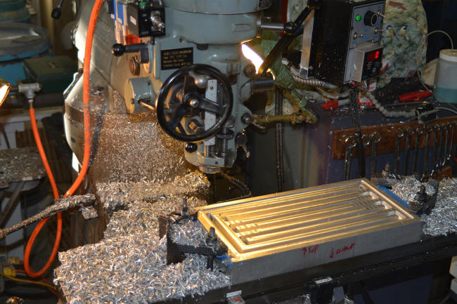 Machine milling a contact block heat exhanger in aluminum