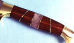 Cocobolo hardwood and rose quartz gemstone knife handle